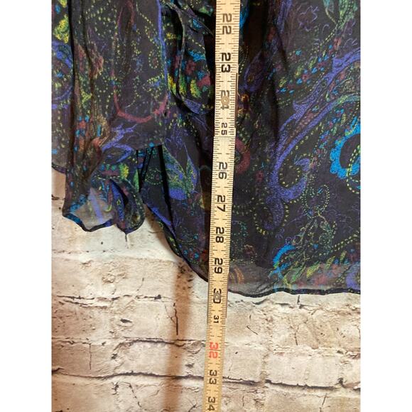 Chico's Silk Kimono Top Womens Large Paisley Beaded Dark Romantic Sheer - Picture 8 of 12